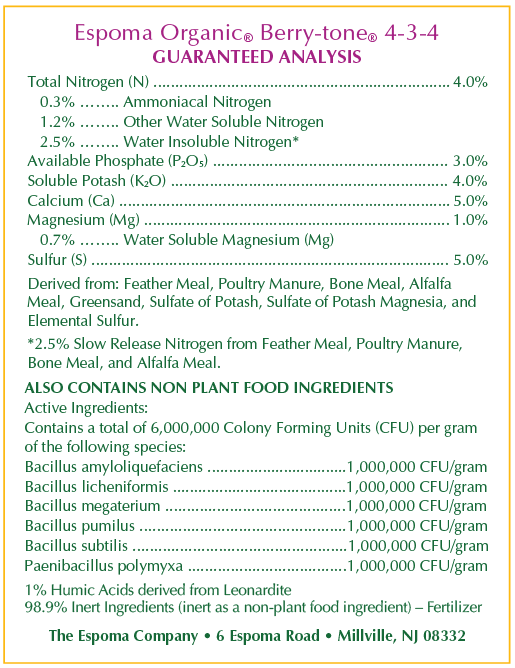 Espoma 4 lbs. Organic Berry Tone Dry Plant Fertilizer